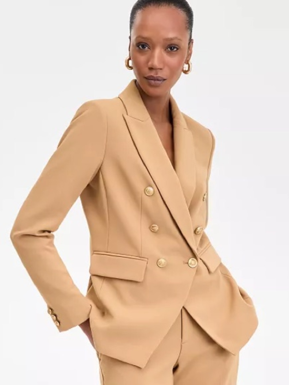 INC International Concepts Double-Breasted Warm Toffee Blazer Size Large